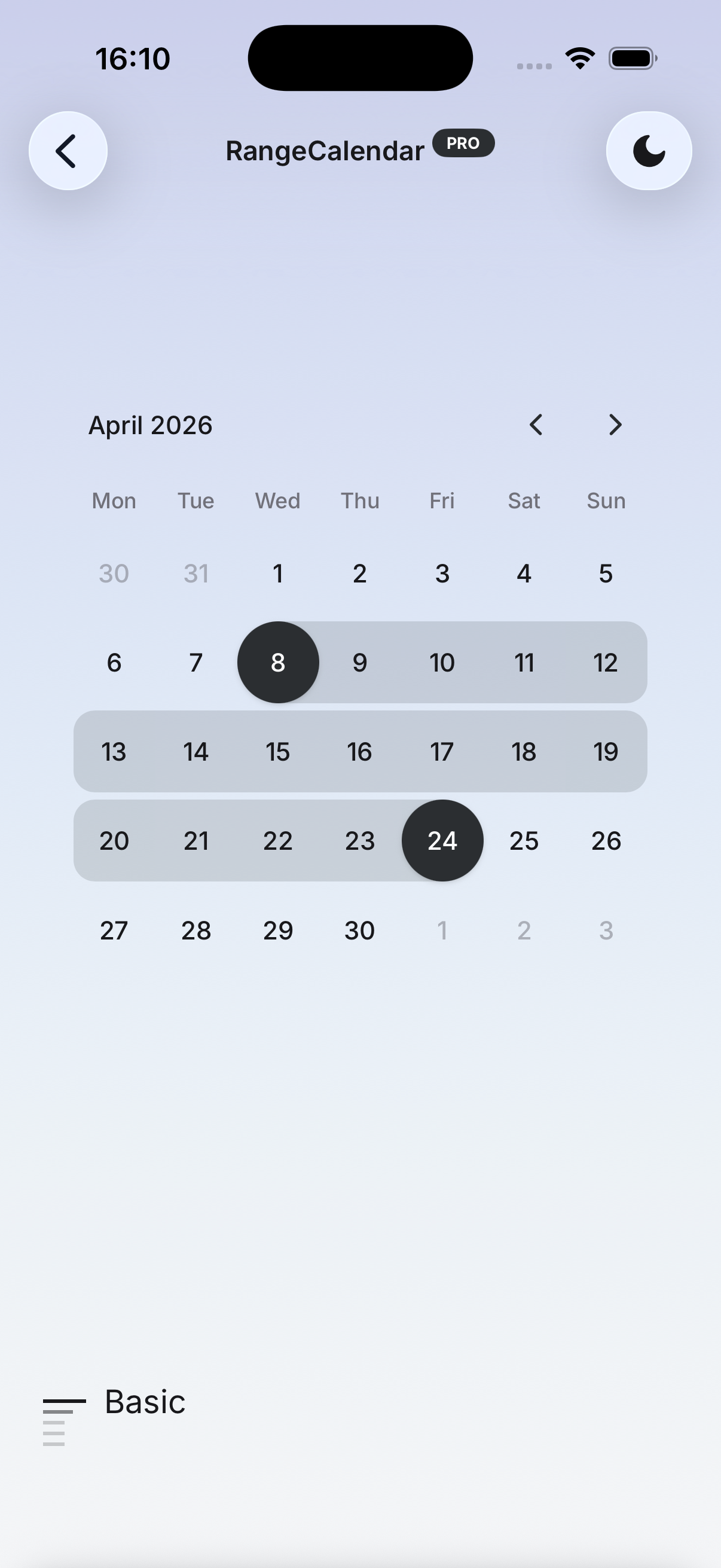 Glass theme preview