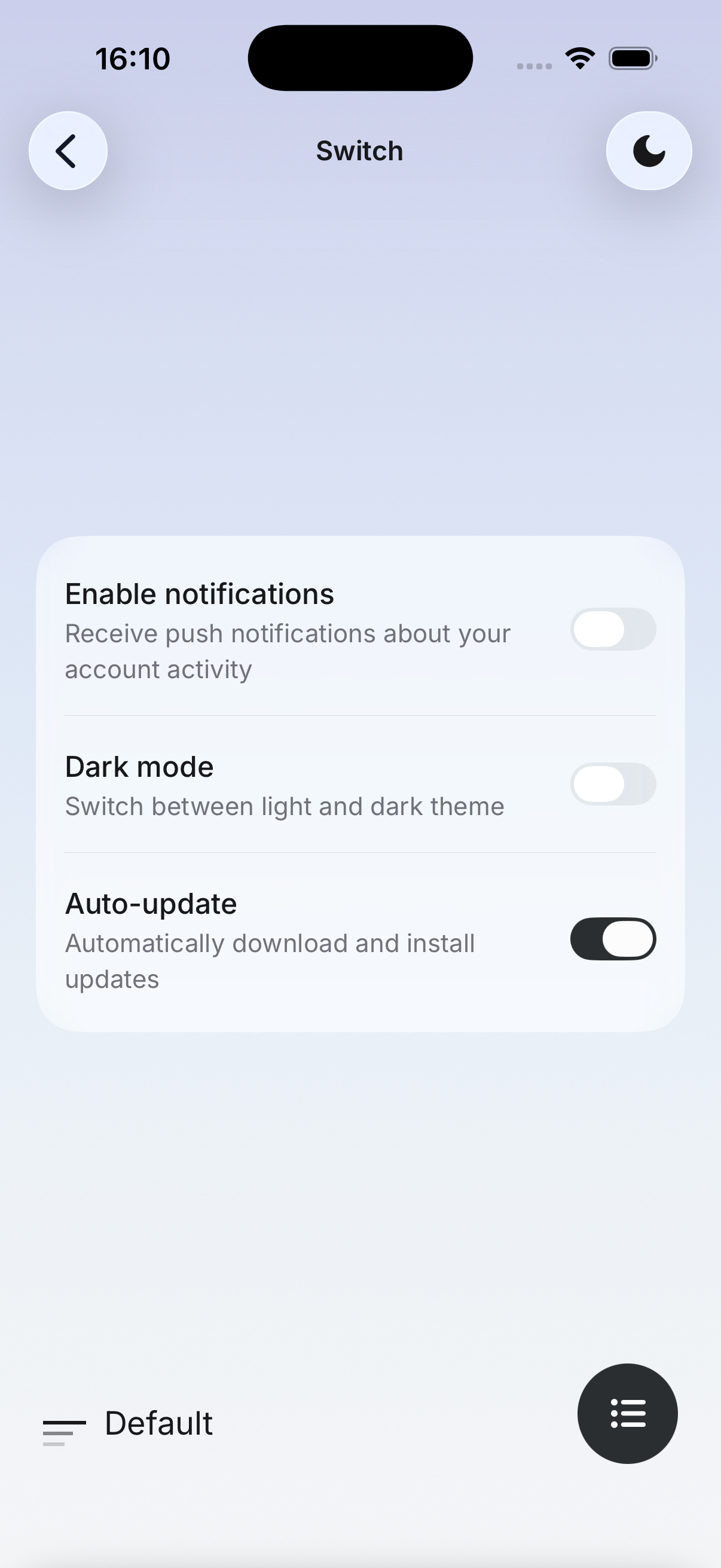 Glass theme preview